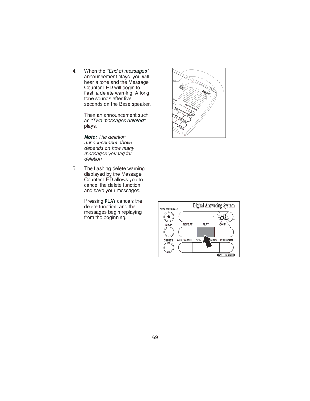 Uniden XCA4500 important safety instructions Memo Intercom 