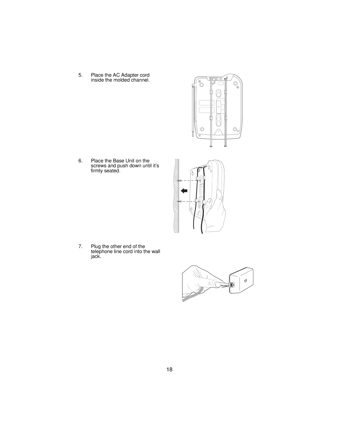 Uniden XCA650 important safety instructions Place the AC Adapter cord inside the molded channel 