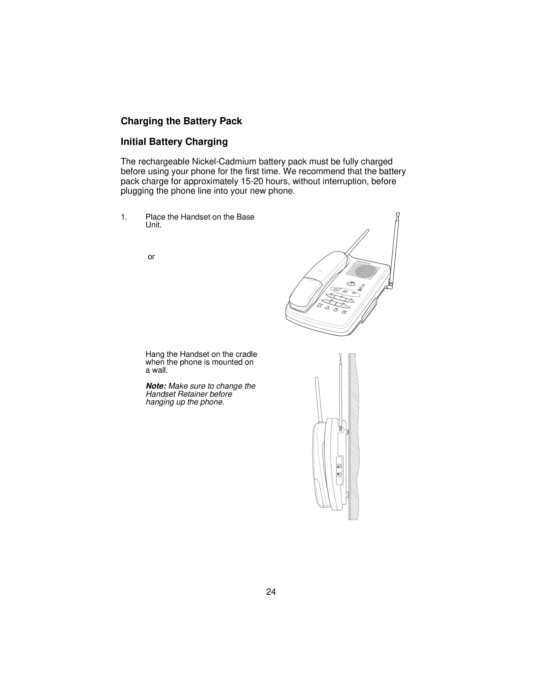 Uniden XCA650 important safety instructions Charging the Battery Pack Initial Battery Charging 