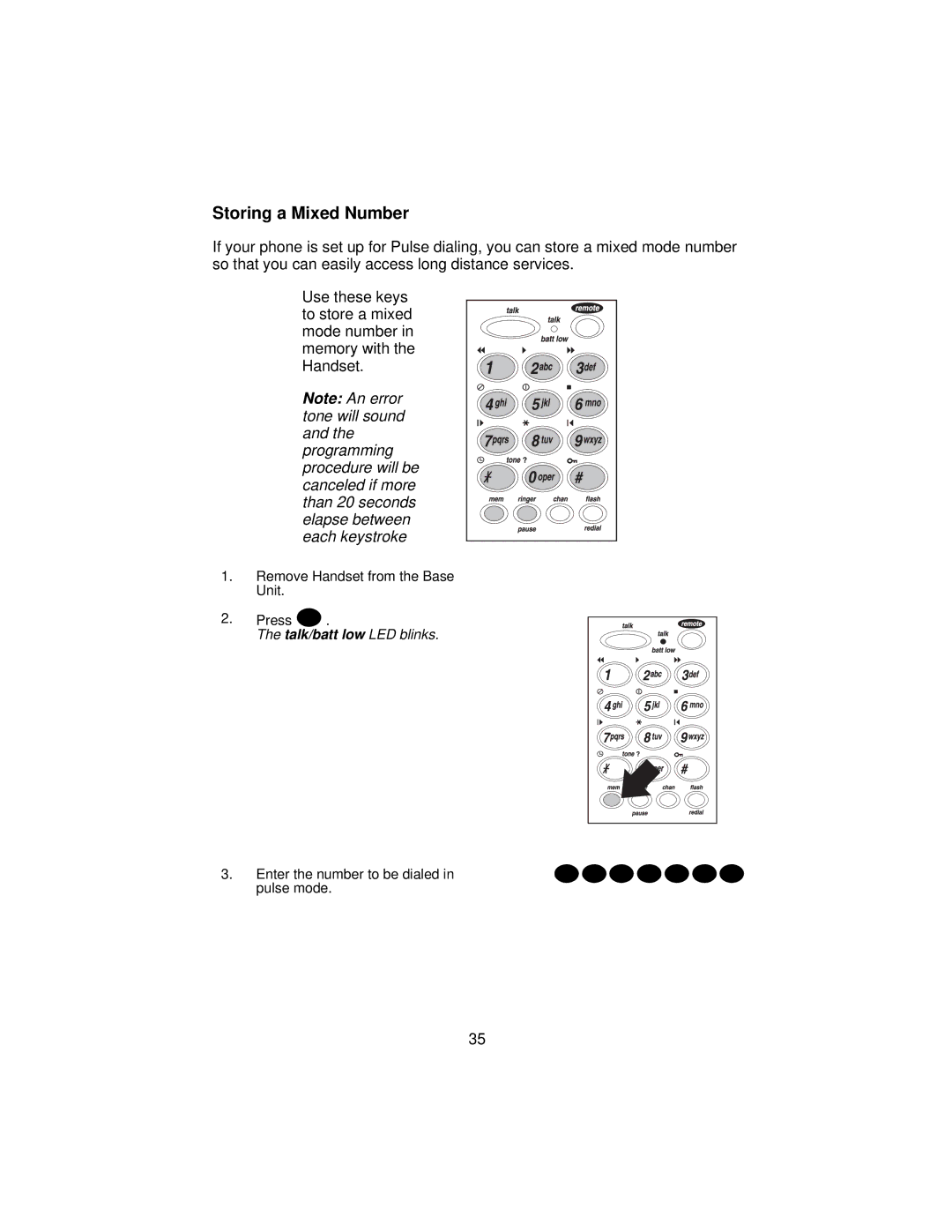 Uniden XCA650 important safety instructions Storing a Mixed Number 