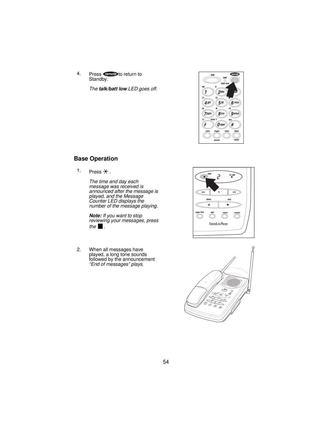 Uniden XCA650 important safety instructions Talk/batt low LED goes off 