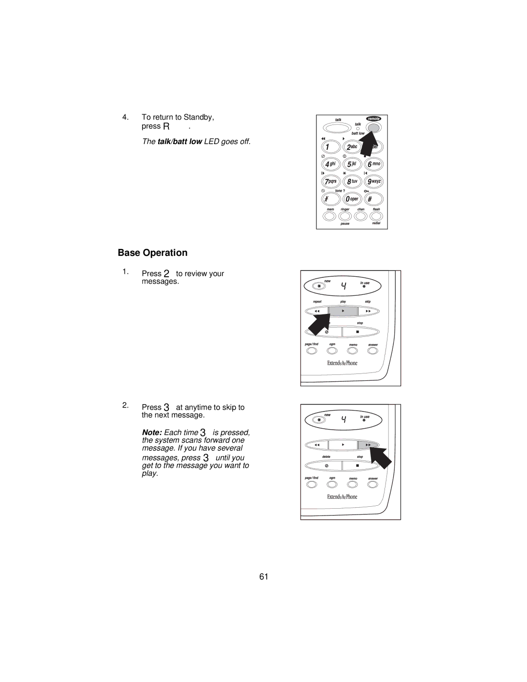 Uniden XCA650 important safety instructions To return to Standby Press R 