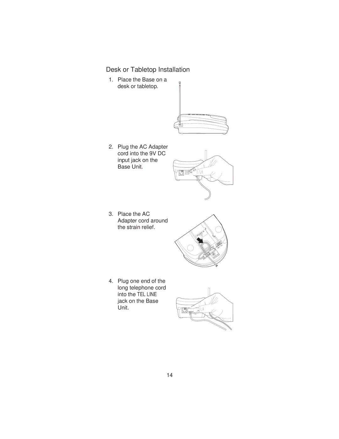 Uniden XCI-660 important safety instructions Desk or Tabletop Installation 