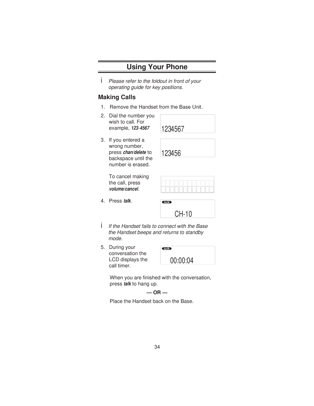 Uniden XCI-660 important safety instructions Using Your Phone, Making Calls 