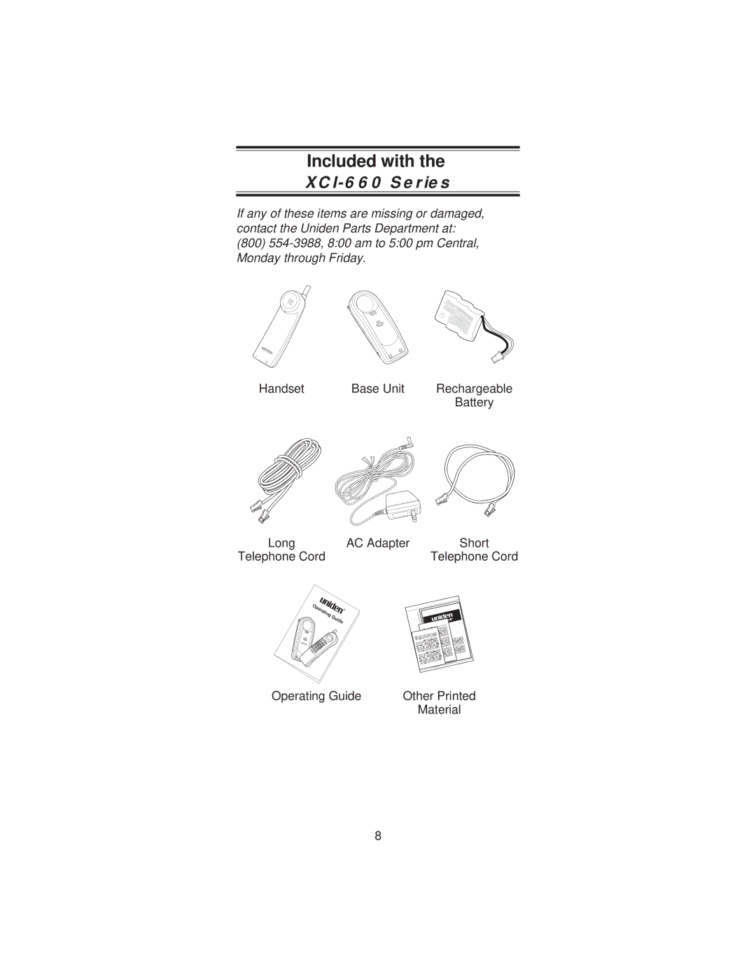 Uniden important safety instructions Included with, XCI-660 Series 