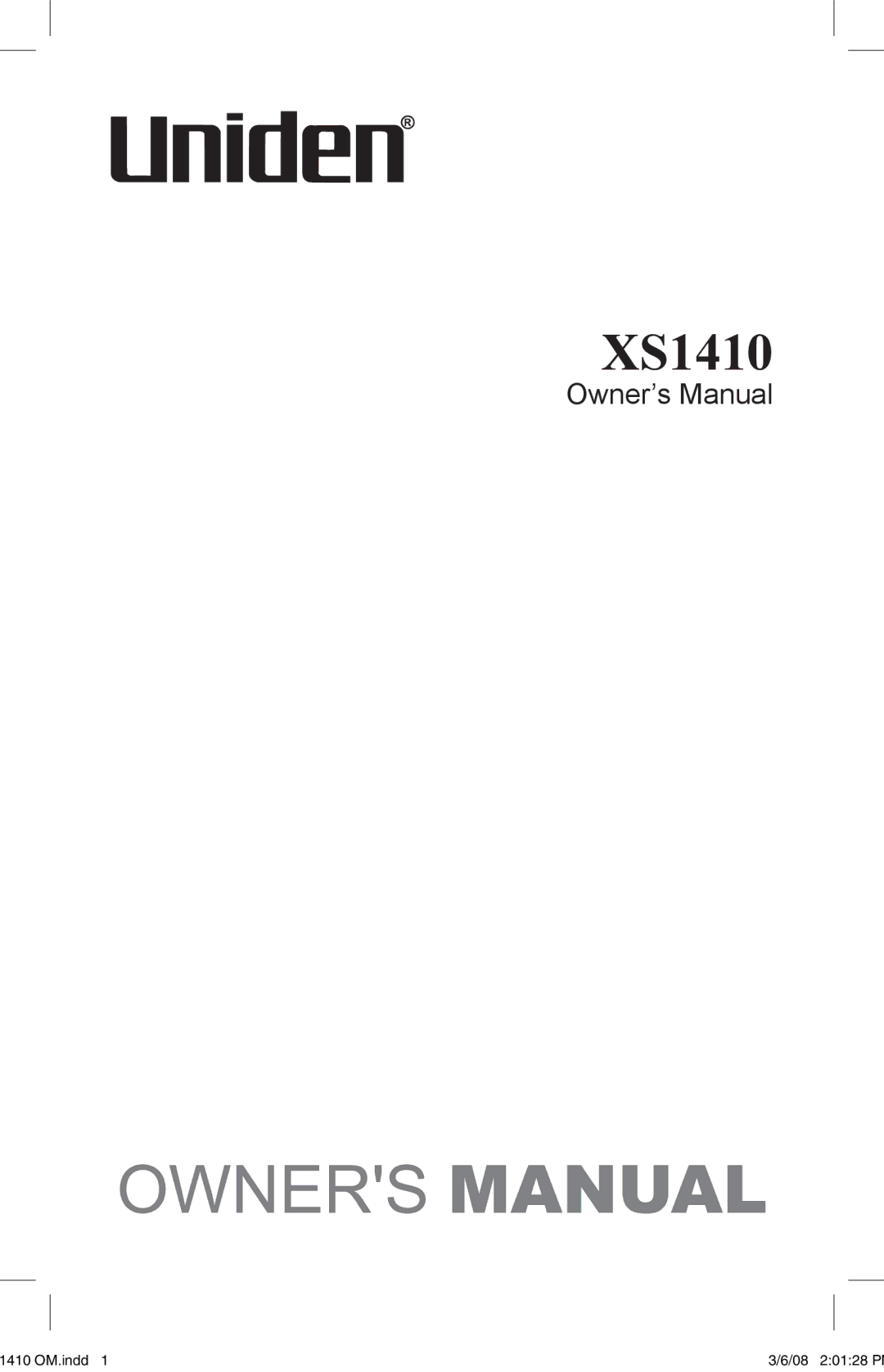 Uniden XS 1410 owner manual XS1410 