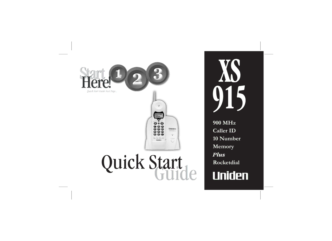 Uniden XS915 quick start Guide 