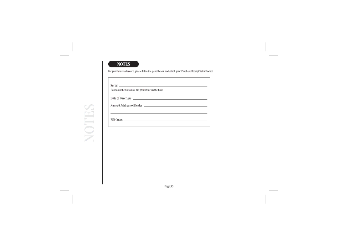 Uniden XSA 975 quick start Serial 