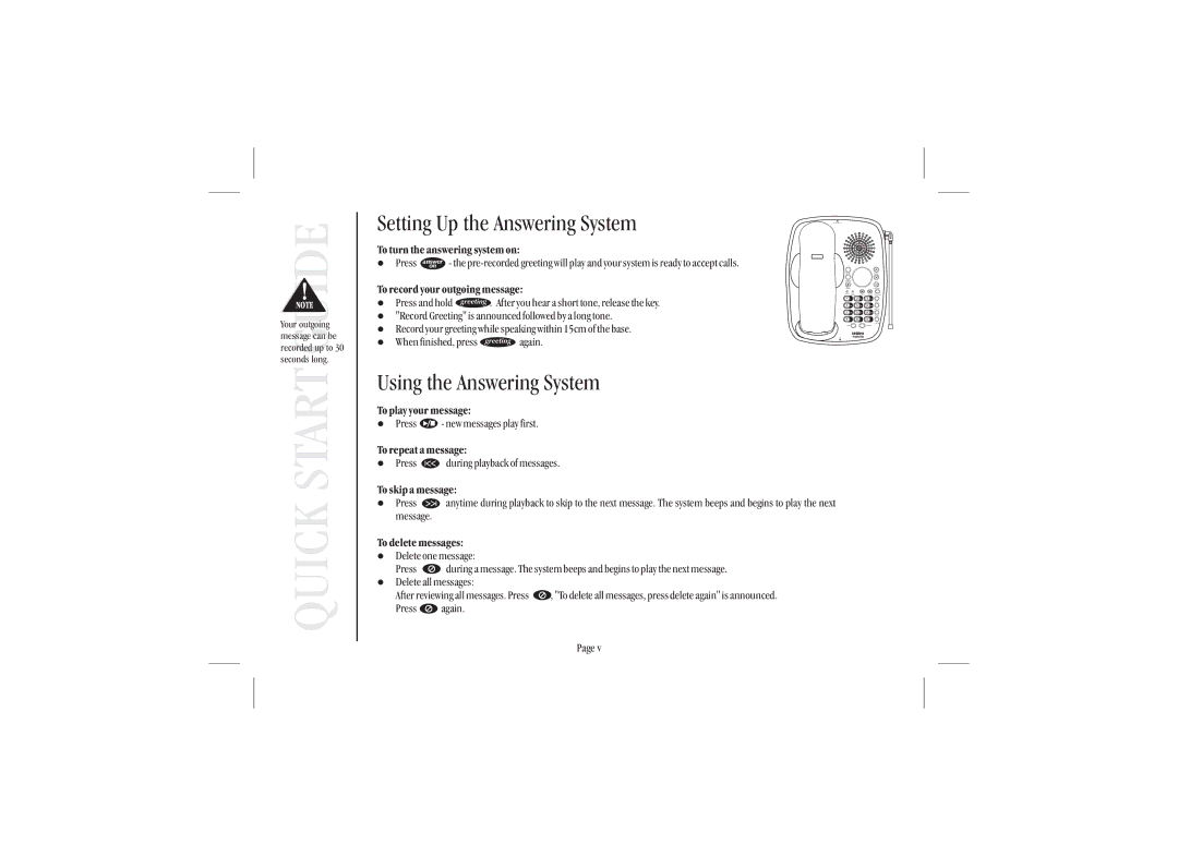 Uniden XSA 975 To turn the answering system on, To record your outgoing message, To play your message, To repeat a message 