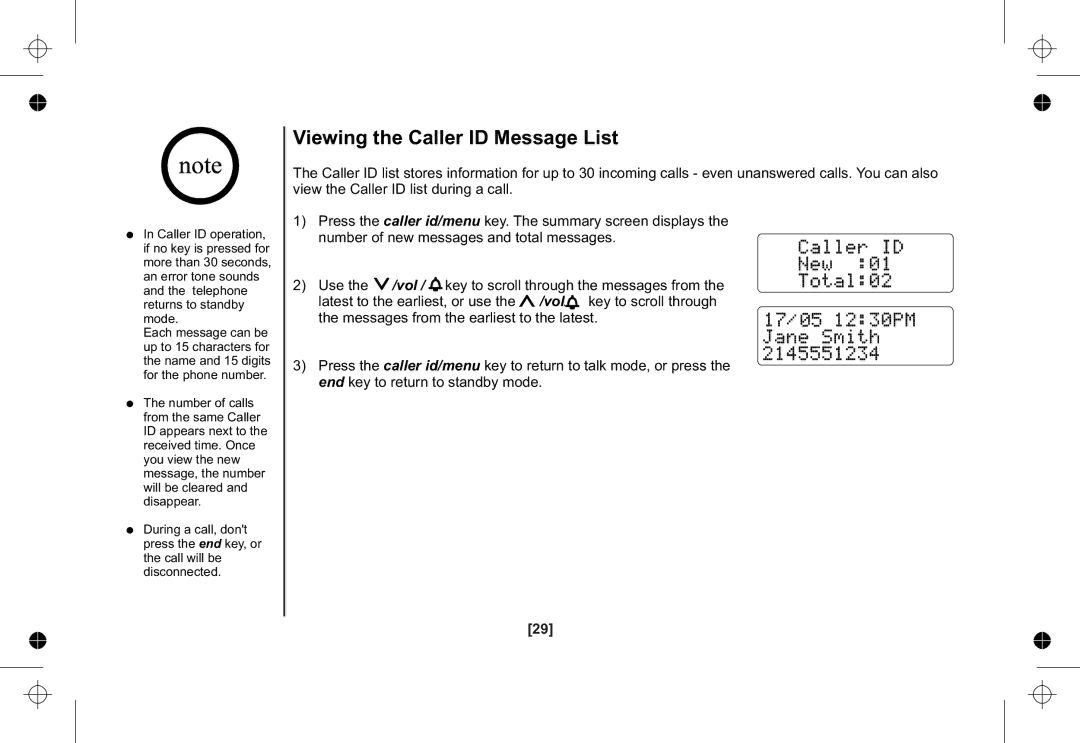 Uniden XSA1255+1 owner manual Viewing the Caller ID Message List 