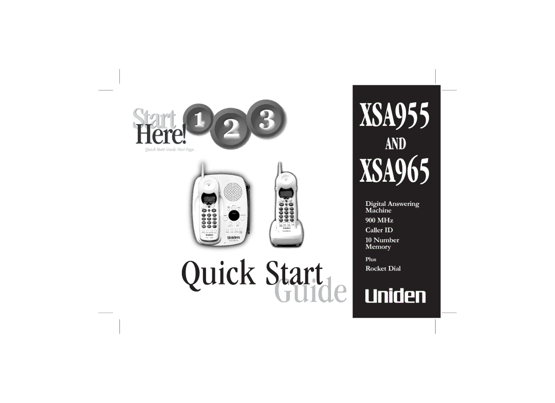 Uniden XSA965 quick start Guide 