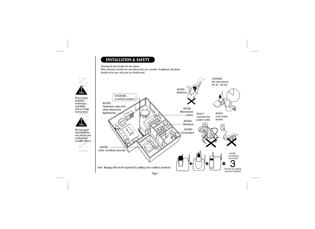 Uniden XSA965 quick start Installation & Safety, Choosing the best location for your phone 