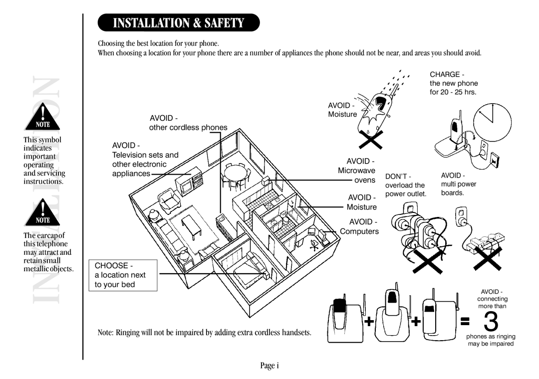 Uniden XSR917/918 quick start Installation & Safety, Choosing the best location for your phone 