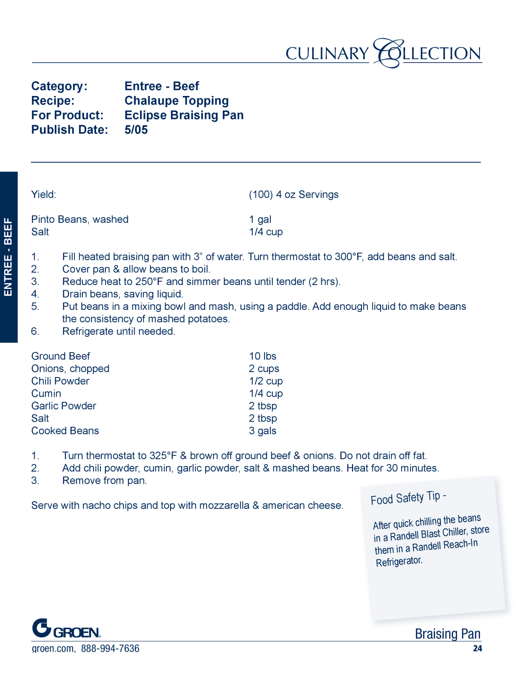 Unified Brands Braising Pan manual Category Entree Beef Recipe Chalaupe Topping For Product 