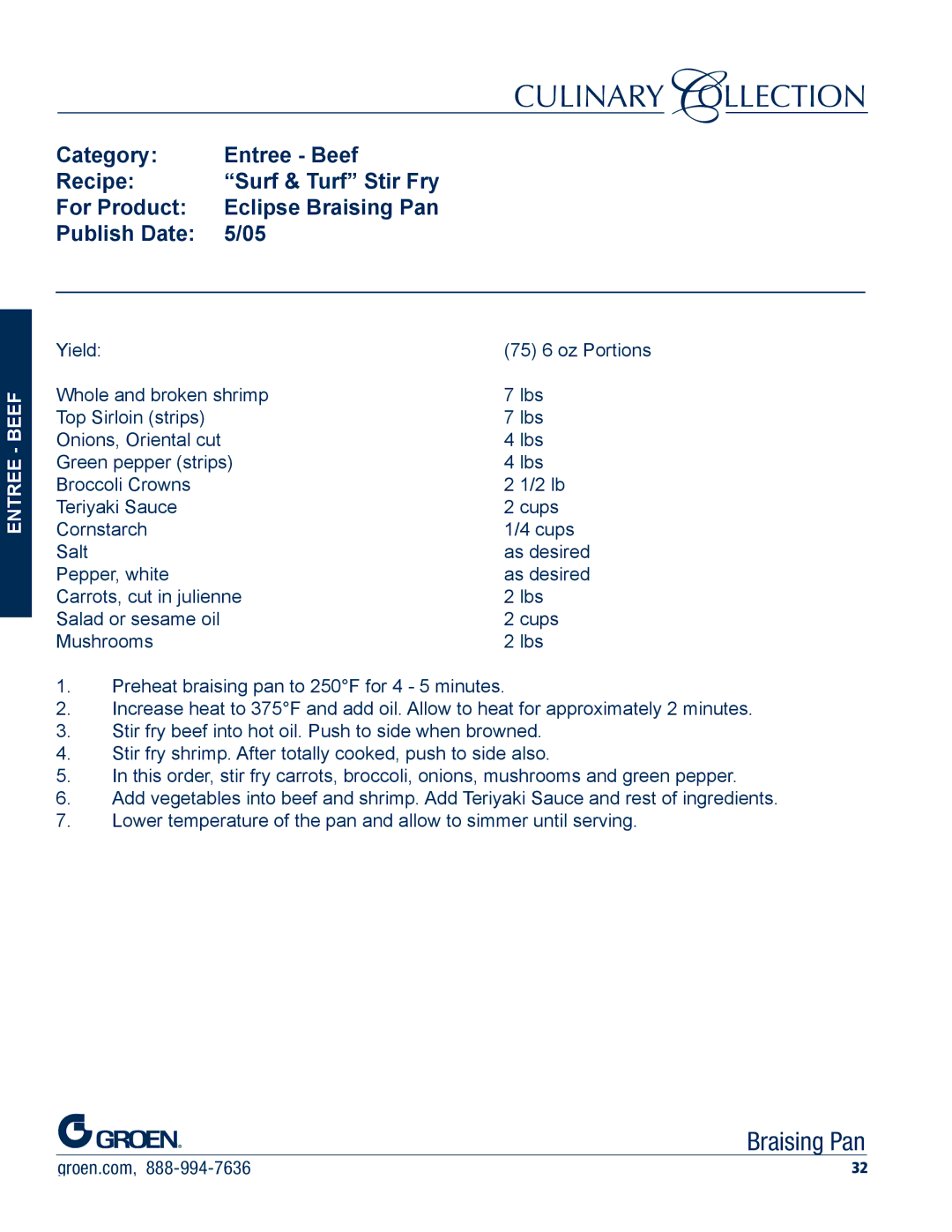 Unified Brands Braising Pan manual Surf & Turf Stir Fry 