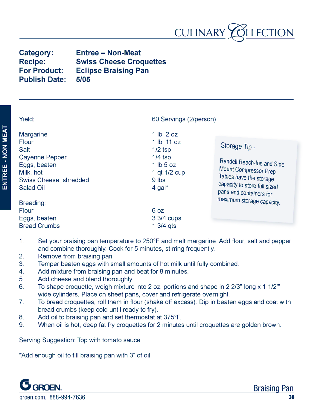 Unified Brands Braising Pan manual Storage Tip 