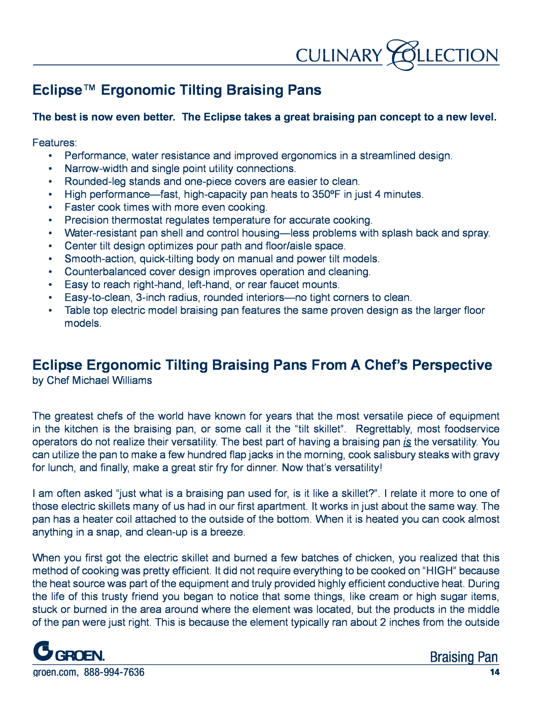 Unified Brands manual Eclipse Ergonomic Tilting Braising Pans 