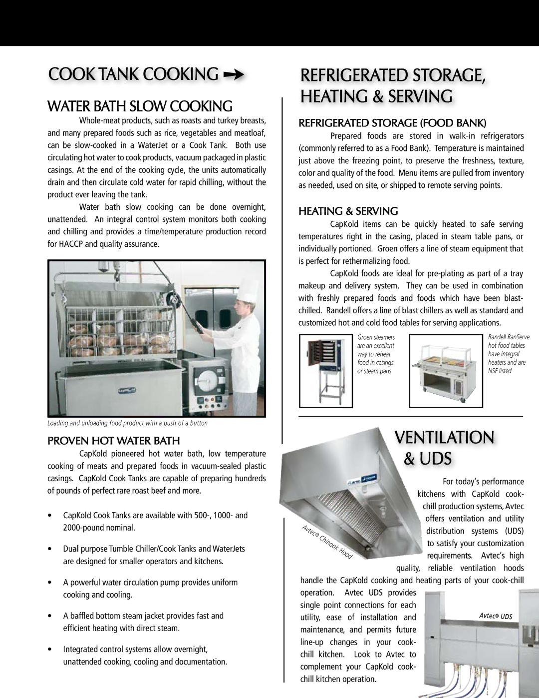 Unified Brands Cook-Chill Production Systems manual Cook Tank Cooking, Water Bath Slow Cooking, Proven HOT Water Bath 