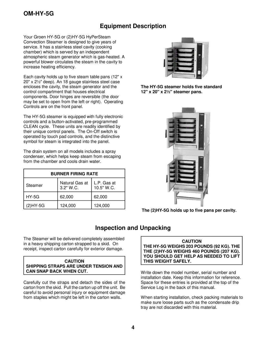 Unified Brands (2)HY-5G manual Equipment Description, Inspection and Unpacking 