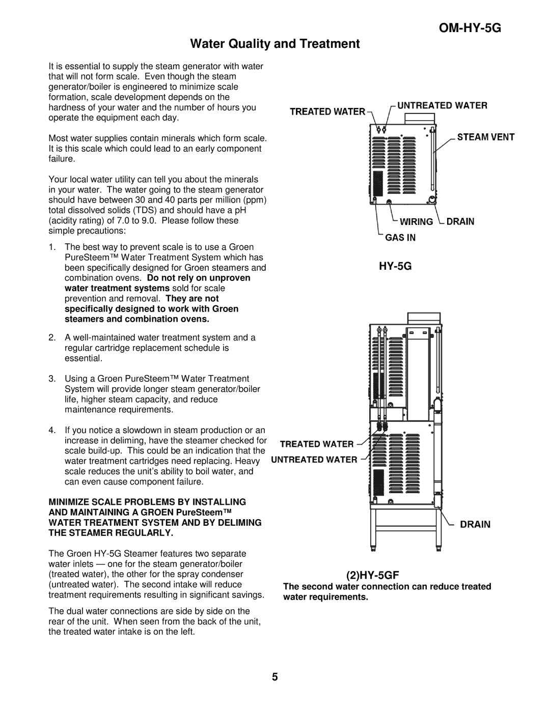 Unified Brands (2)HY-5G manual Water Quality and Treatment, 2HY-5GF 