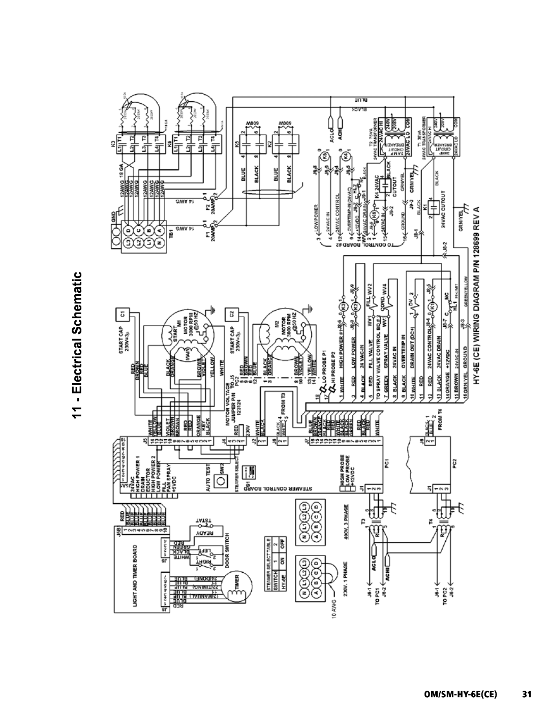Unified Brands HY-6E(CE) service manual Electrical Schematic, OM/SM-HY-6ECE31 
