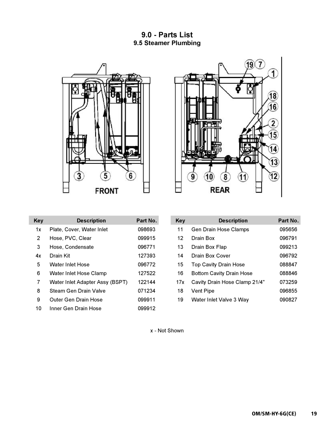 Unified Brands HY-6G(CE) service manual Steamer Plumbing 