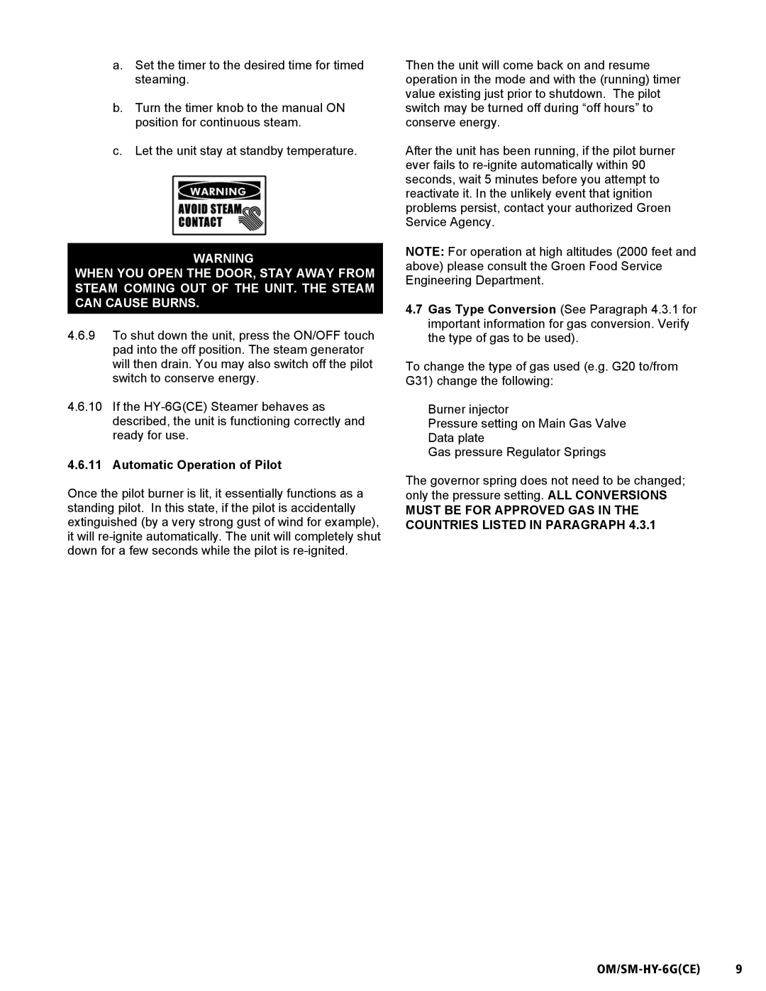 Unified Brands HY-6G(CE) service manual Automatic Operation of Pilot 