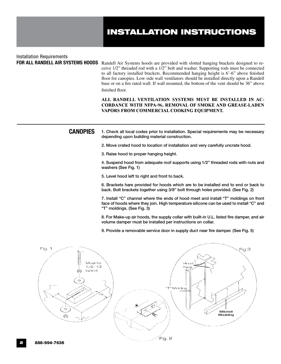 Unified Brands Kitchen Ventilation Systems operating instructions Installation Instructions, Installation Requirements 