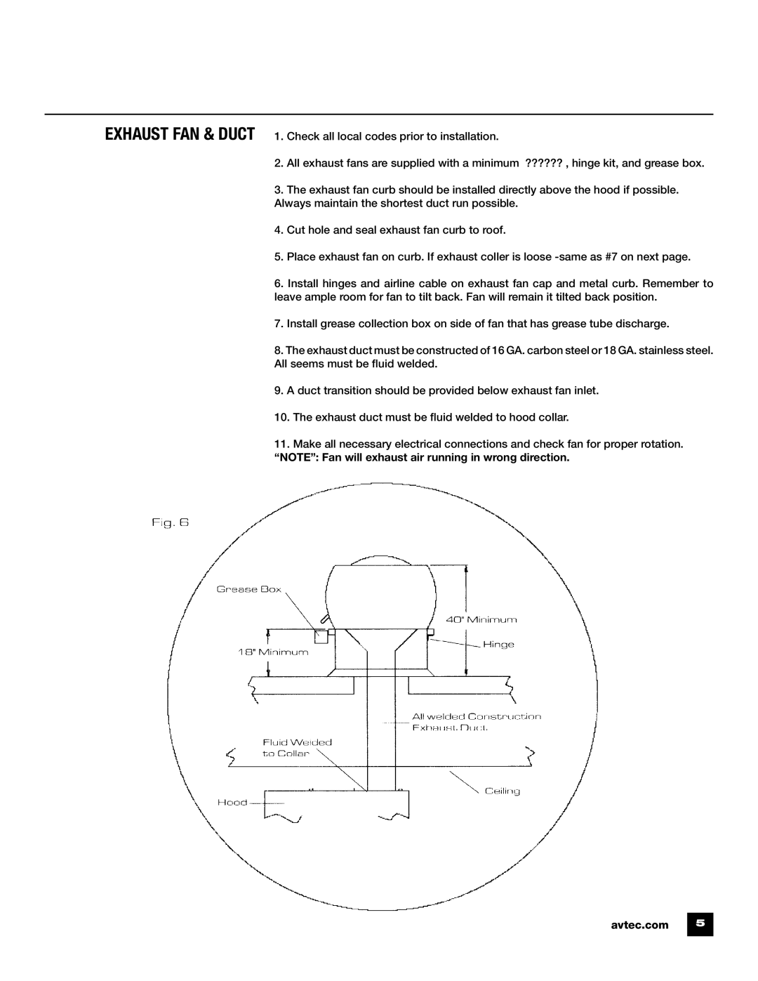 Unified Brands Kitchen Ventilation Systems operating instructions Avtec.com 