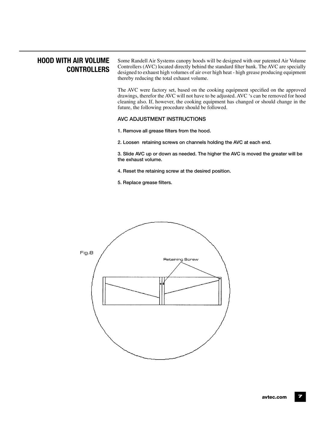 Unified Brands Kitchen Ventilation Systems operating instructions Hood with AIR Volume Controllers 