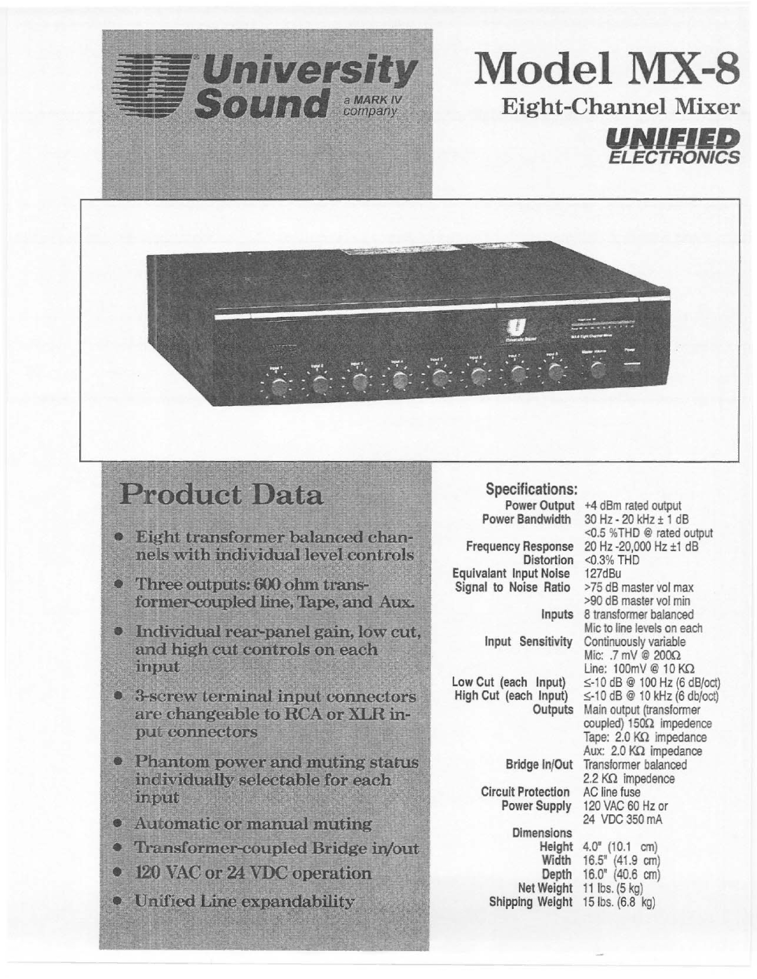 Unified Brands MX-8 manual 