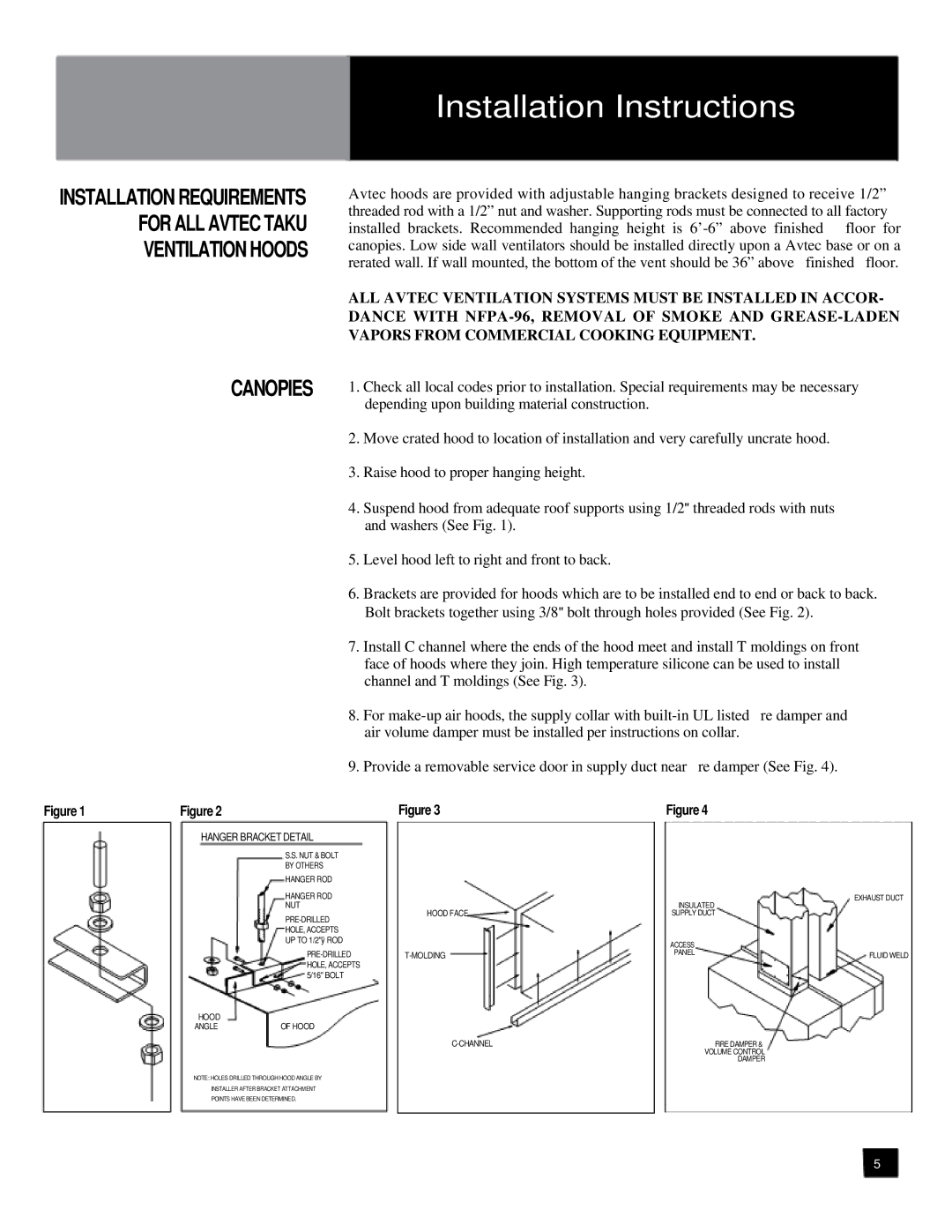 Unified Brands Premier Ventilation specifications Canopies 