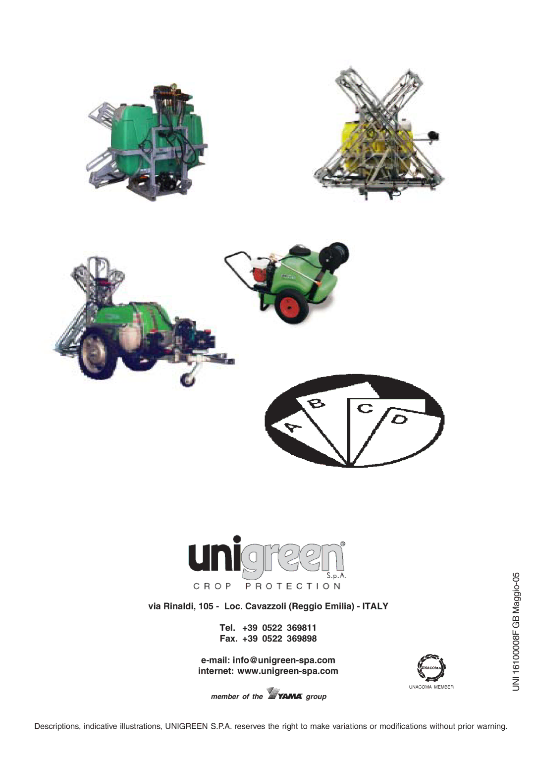 Unigreen 50, 40, 55, 20 manual UNI 16100008F GB Maggio-05 