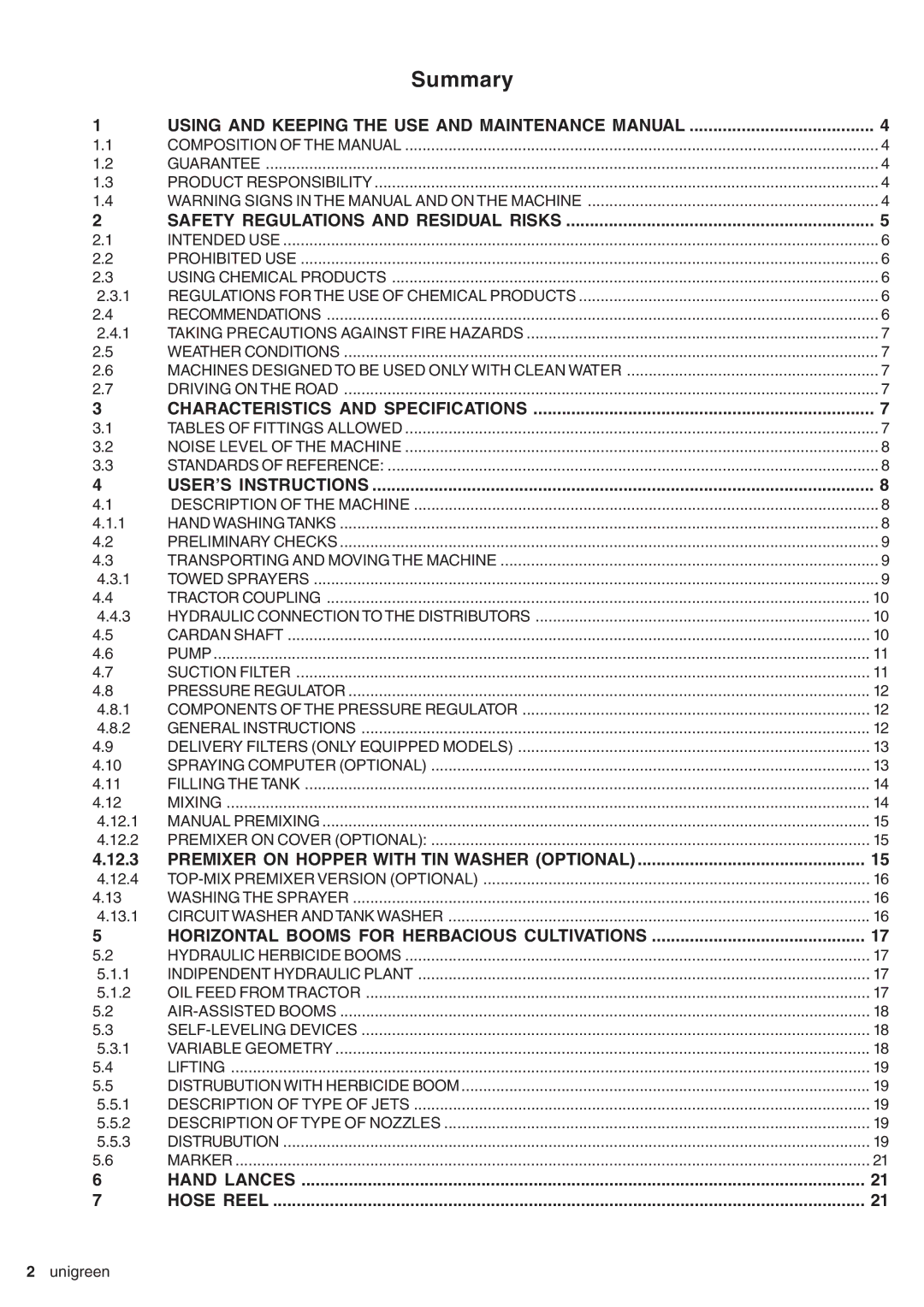 Unigreen DSP 11 - 16 - 22 - 32, CAMPO 11 - 16 - 22 - 32 manual Summary 