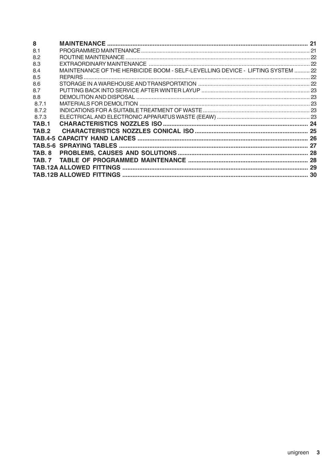 Unigreen CAMPO 11 - 16 - 22 - 32, DSP 11 - 16 - 22 - 32 manual PROBLEMS, Causes and Solutions 