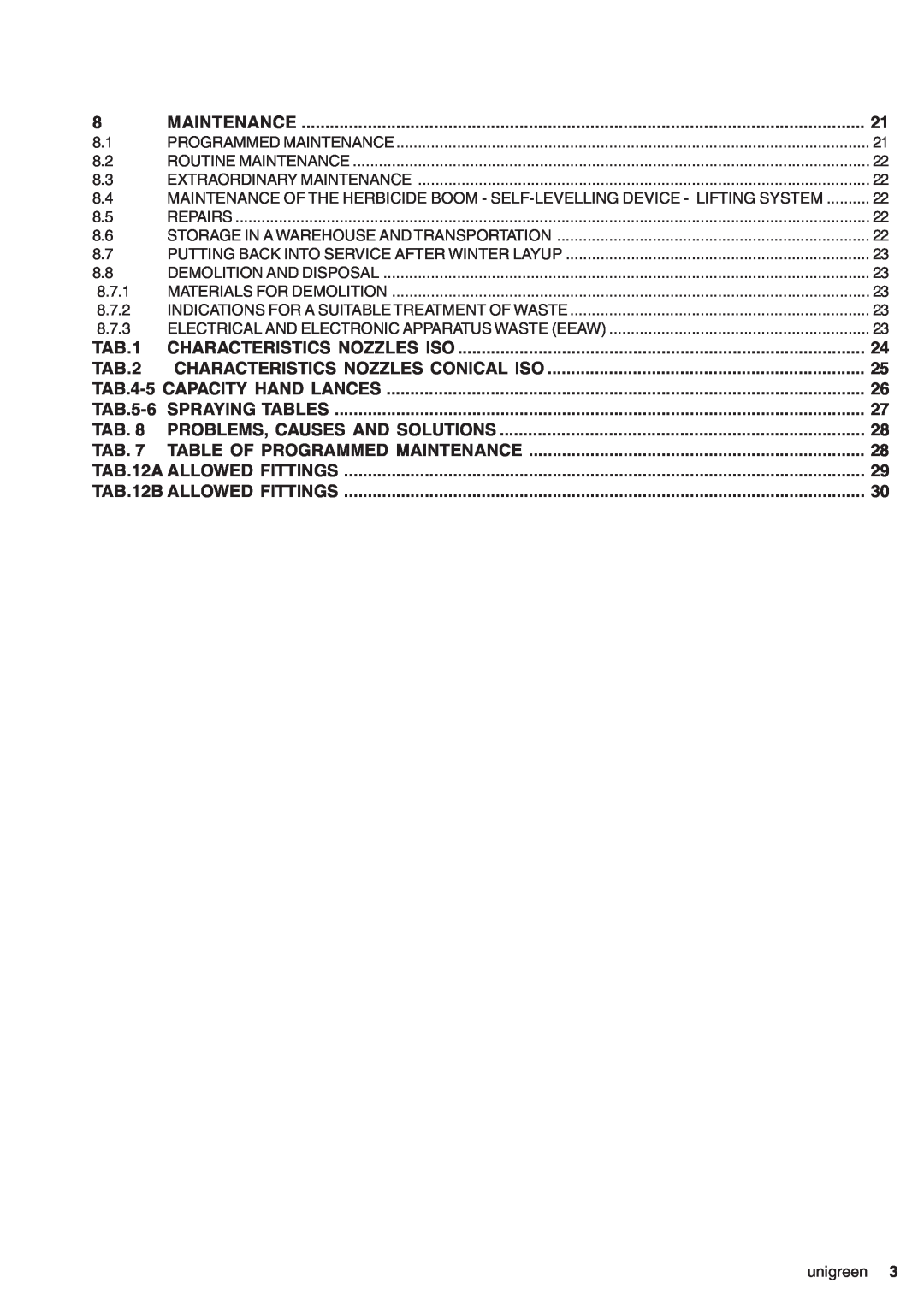 Unigreen CAMPO 11 - 16 - 22 - 32, DSP 11 - 16 - 22 - 32 manual 8.7.1 
