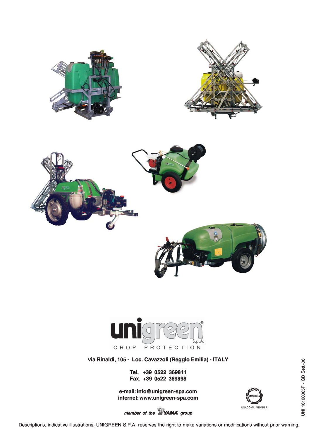 Unigreen DSP 11 - 16 - 22 - 32 manual via Rinaldi, 105 - Loc. Cavazzoli Reggio Emilia - ITALY Tel. +39, Fax. +39 