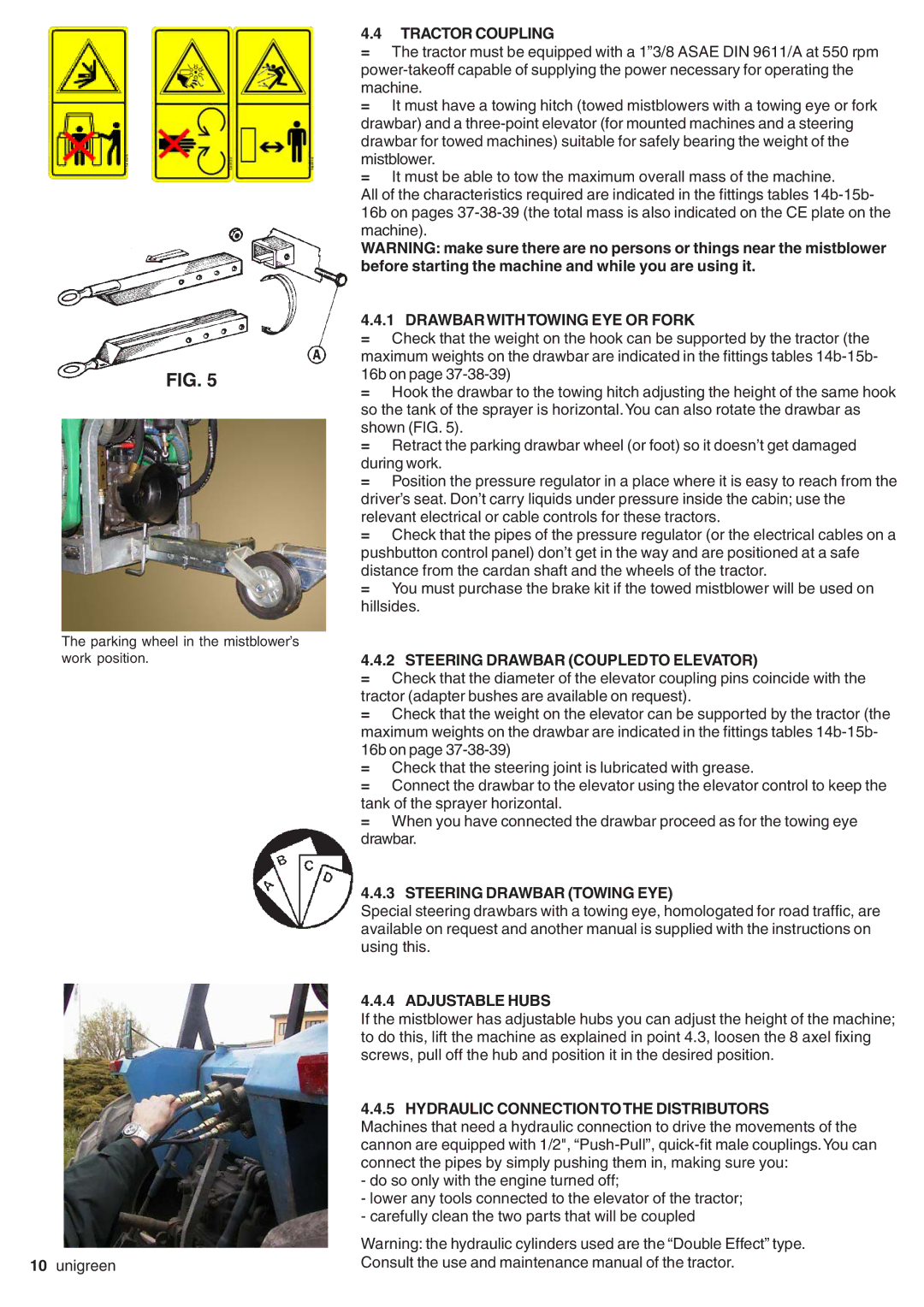 Unigreen LASER-FUTURA- EXPO series AT STD/TOP - AT BASE Tractor Coupling, Drawbar with Towing EYE or Fork, Adjustable Hubs 