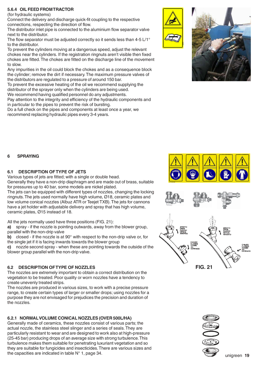 Unigreen LASER-FUTURA- EXPO series AT STD/TOP - AT BASE manual OIL Feed from Tractor for hydraulic systems 