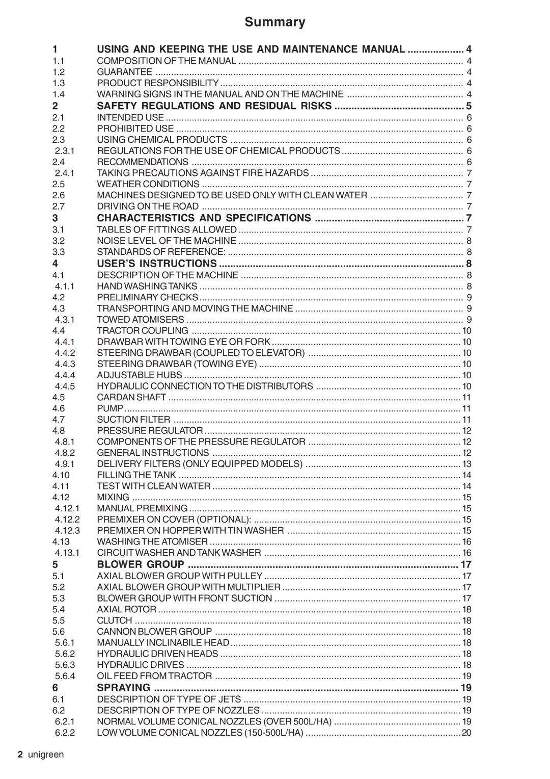 Unigreen LASER-FUTURA- EXPO series AT STD/TOP - AT BASE manual Summary 