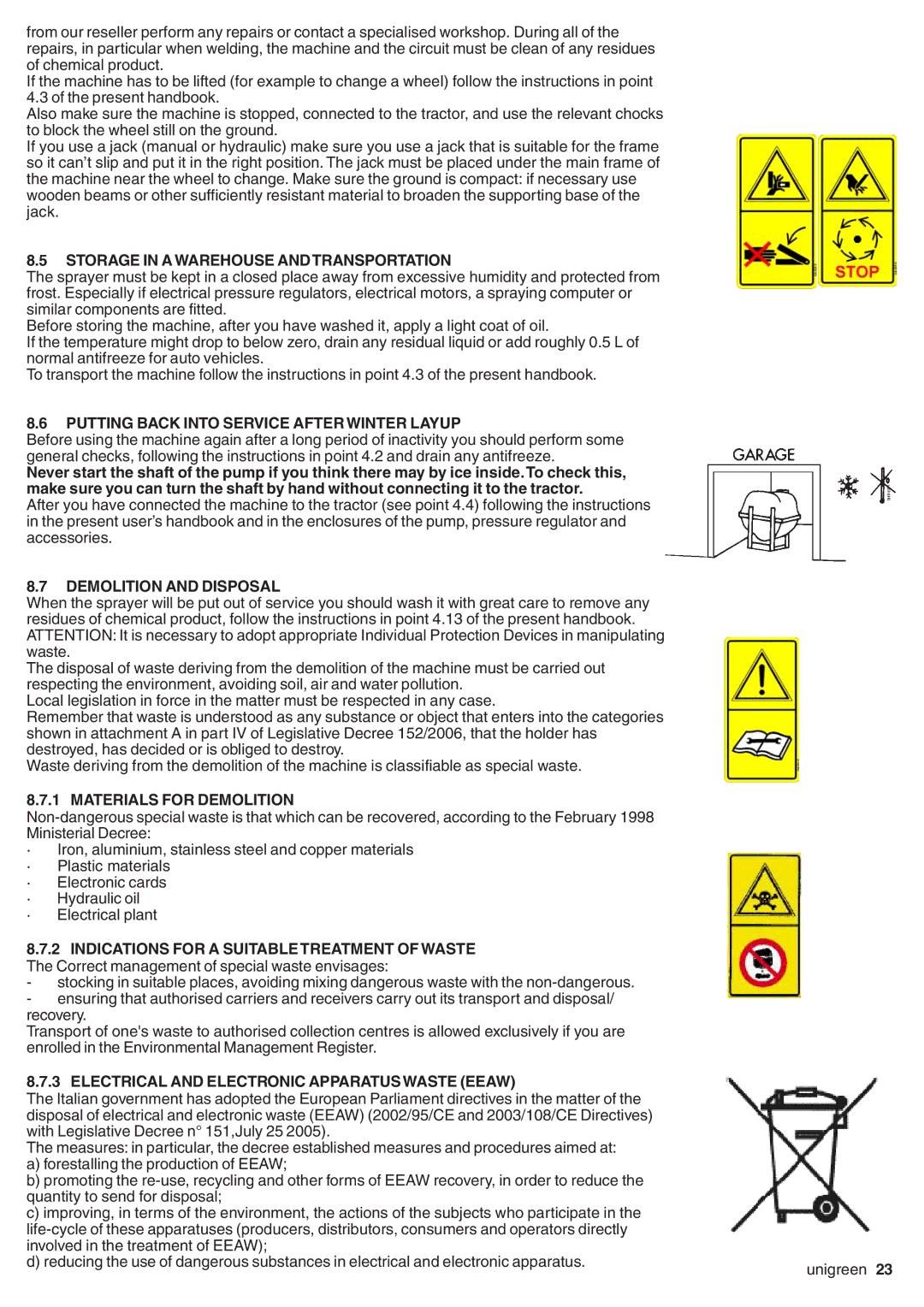 Unigreen LASER-FUTURA- EXPO series AT STD/TOP - AT BASE Storage in a Warehouse and Transportation, Demolition and Disposal 