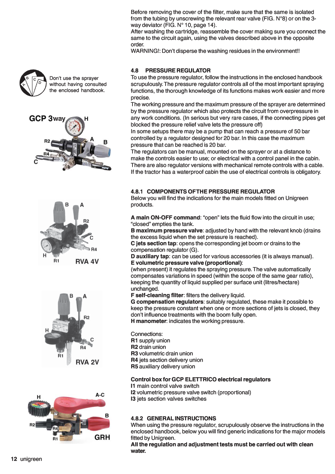 Unigreen LASER-FUTURA- EXPO series AT STD/TOP - AT BASE manual 4.8PRESSURE REGULATOR, Components Of The Pressure Regulator 