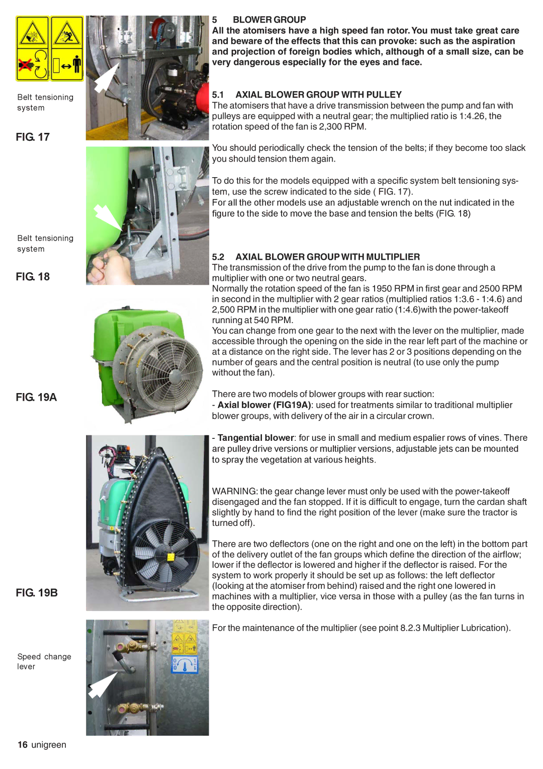 Unigreen EXPO, SIRIO, serie EOLO, DEVIL, AP APC manual Axial Blower Group with Pulley, Axial Blower Group with Multiplier 