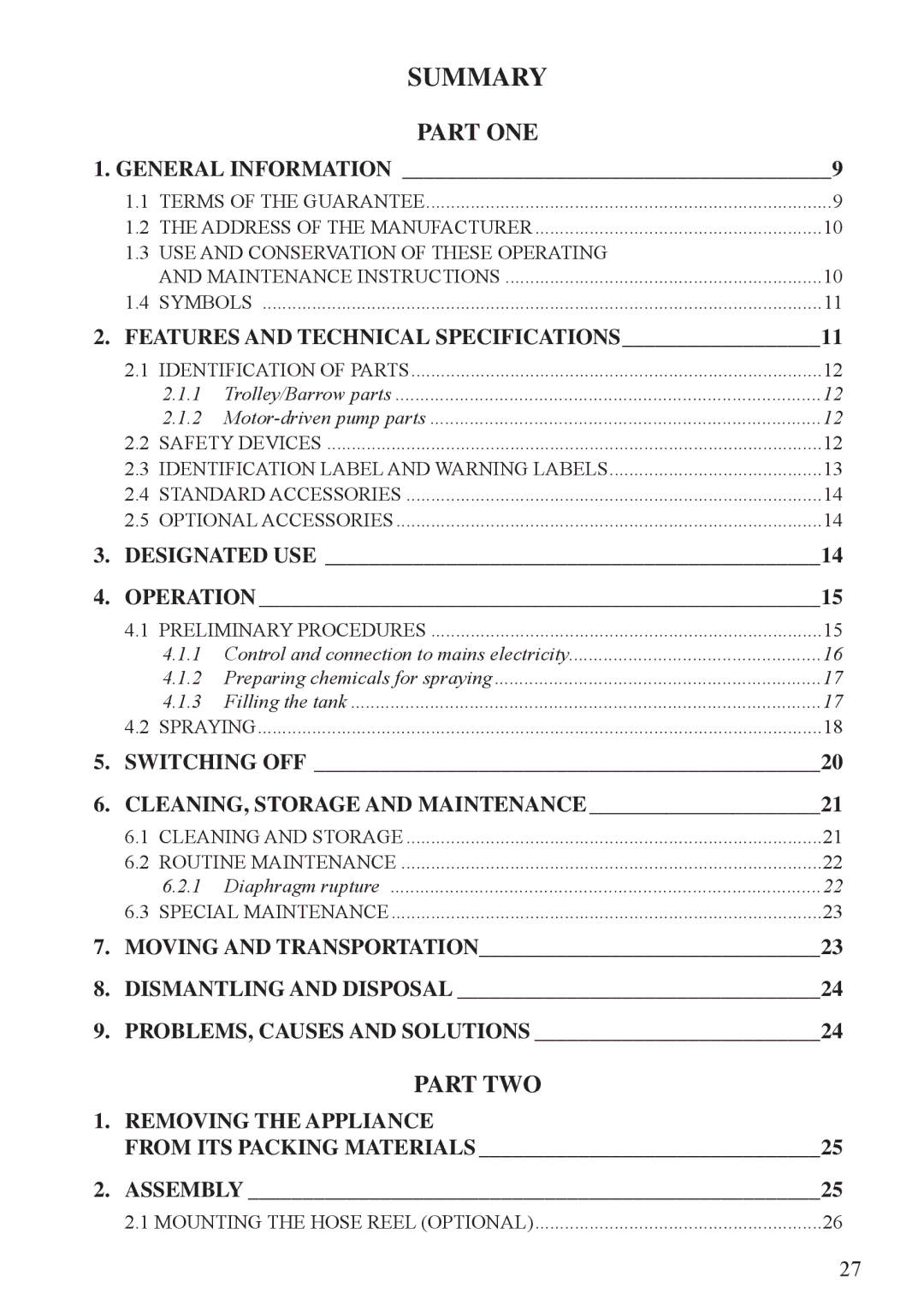 Unigreen Trolleys and Barrows manual Summary 