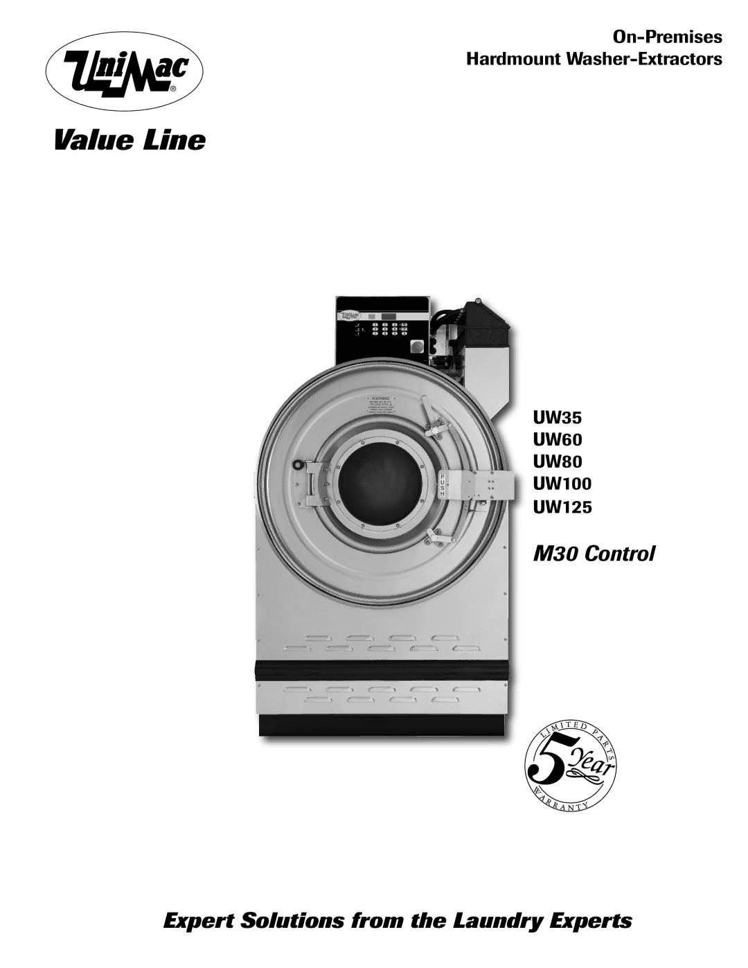 Unimac UW35, UW60, UW80, UW125, UW100, M30 CONTROL manual Value Line 