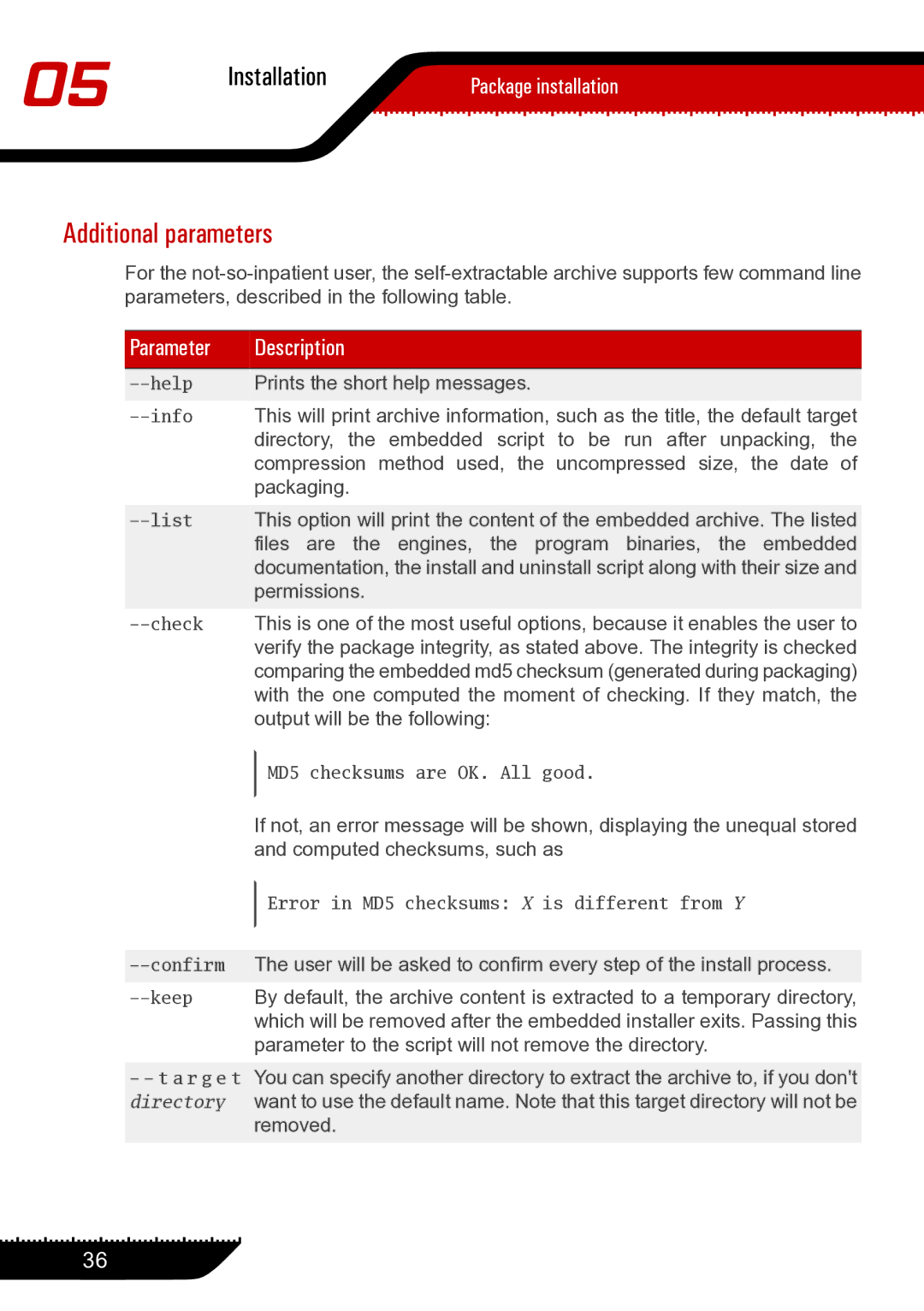 Unisar 1.24.1867 manual Additional parameters 