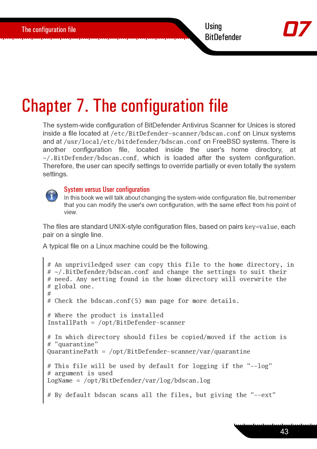 Unisar 1.24.1867 manual Configuration file, System versus User configuration 