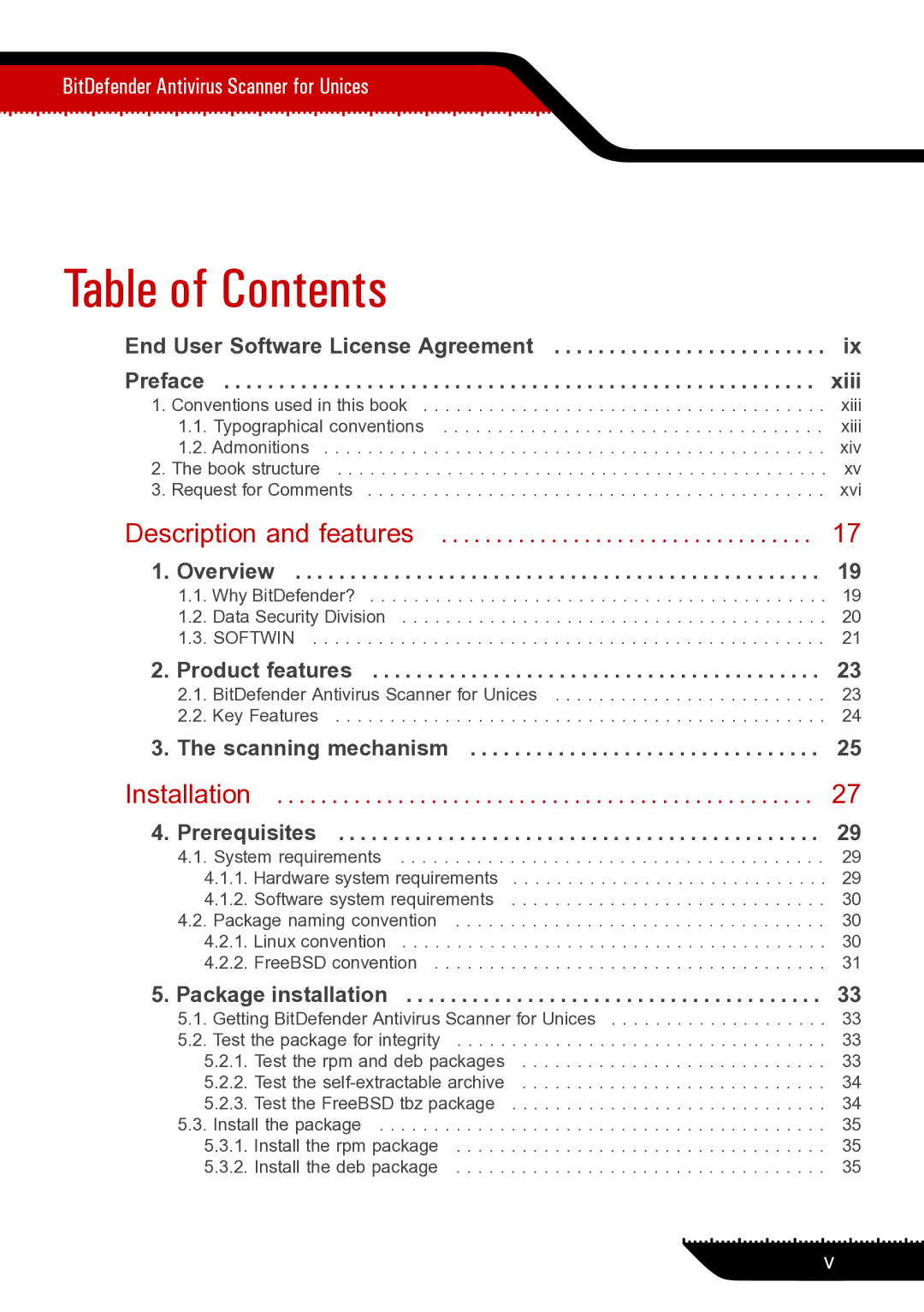 Unisar 1.24.1867 manual Table of Contents 