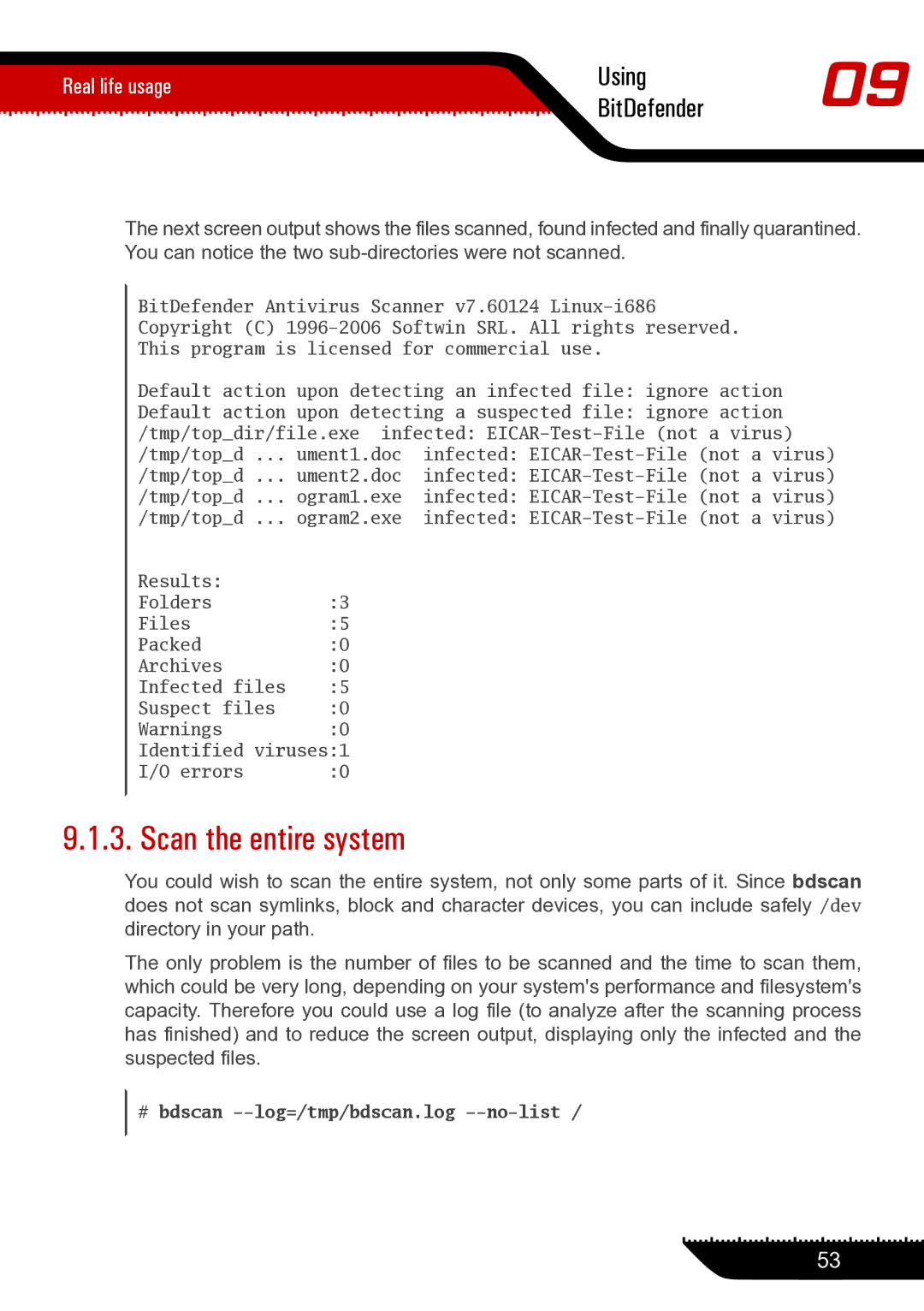 Unisar 1.24.1867 manual Scan the entire system 