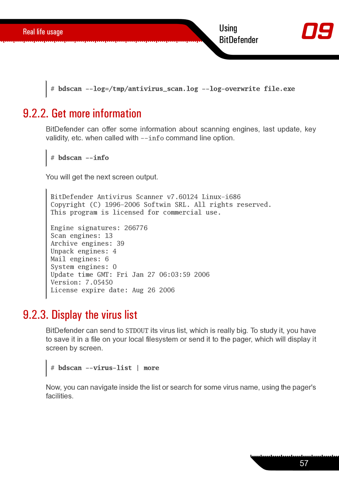 Unisar 1.24.1867 manual Get more information, Display the virus list 